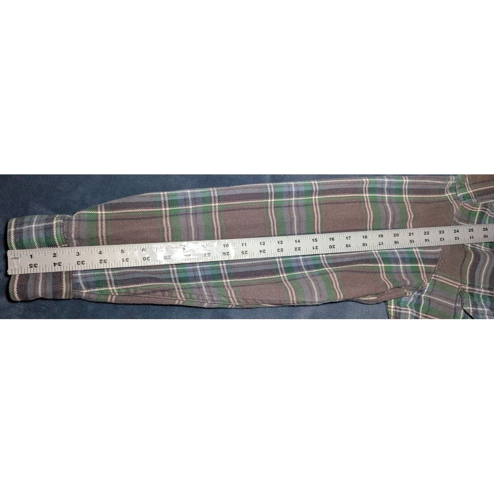 Woolrich Men's Large Heavyweight‎ Flannel Long Sleeve Button Down Blue/ Green - Picture 7 of 8